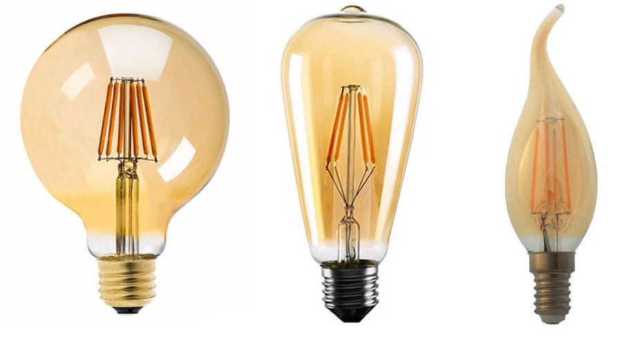 Tipos de bombillas de filamento LED de tipo vintage